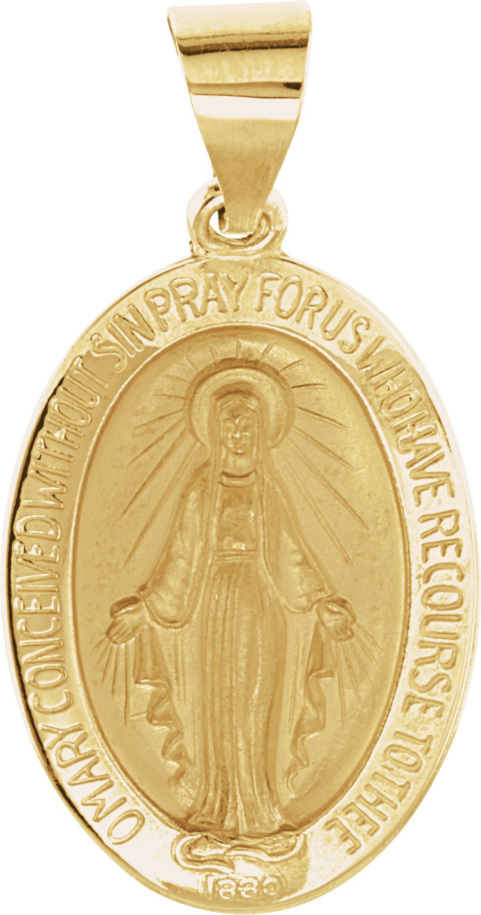 14K Yellow 19x13.5 mm Oval Hollow Miraculous Medal Ref 3662955