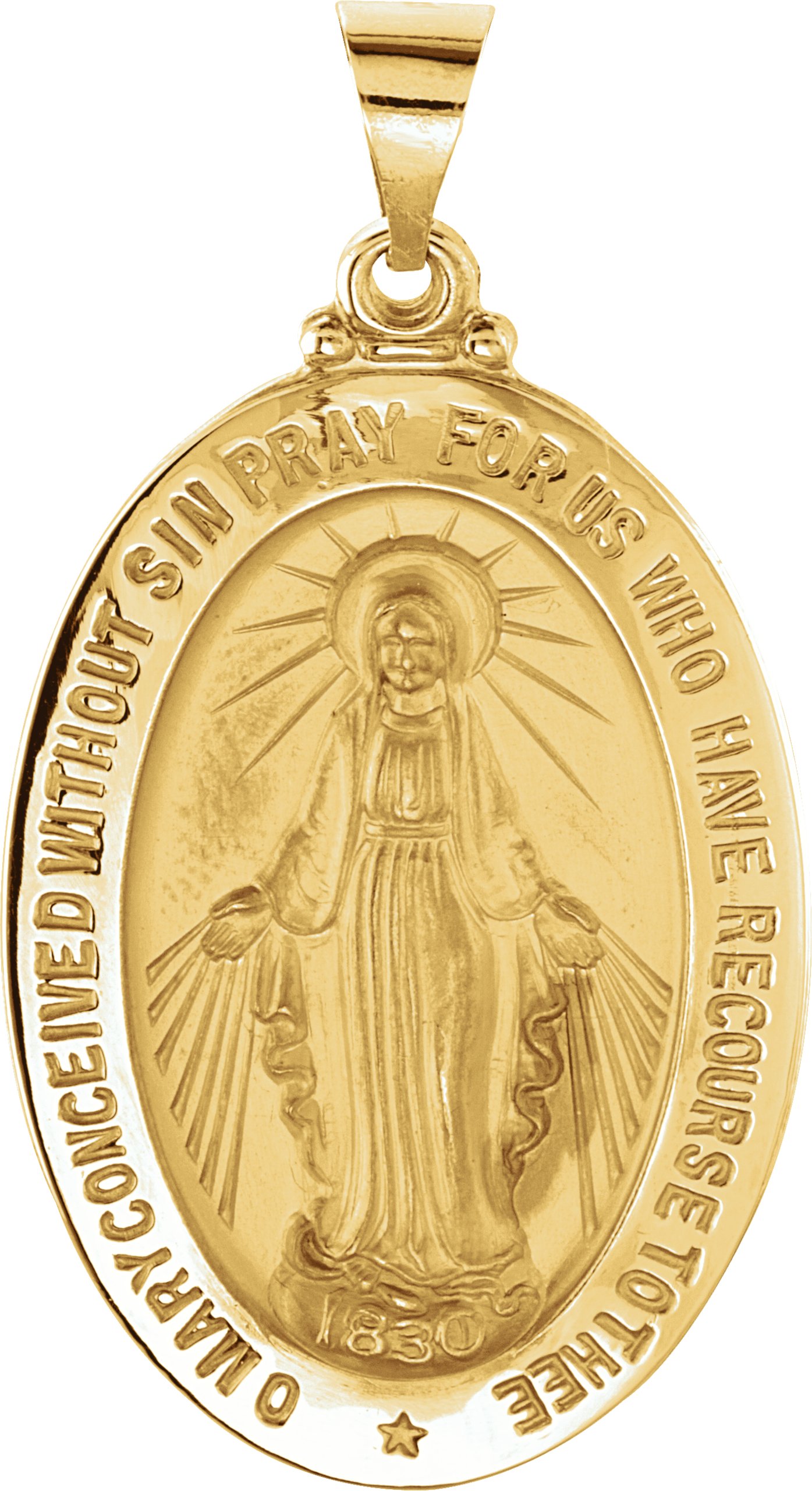 14K Yellow 29x20 mm Oval Hollow Miraculous Medal Ref 3662961