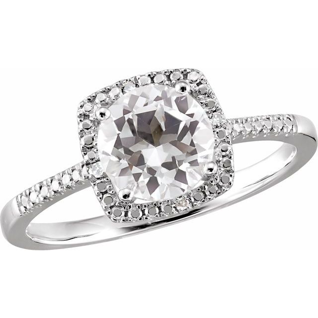 Sterling Silver 7 mm Round Forever One™ Lab-Grown Moissanite & 1 1/4 CTW Natural Diamond Ring