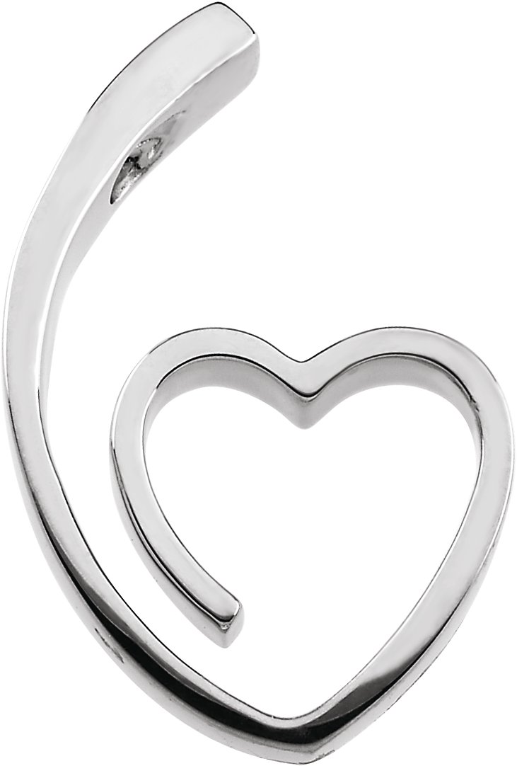 Sterling Silver 25x15.5 mm Heart Slide Pendant