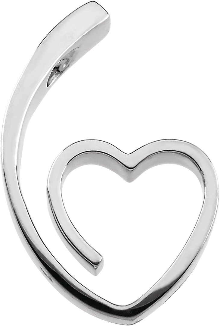 14K White 25x15.5 mm Heart Slide Pendant