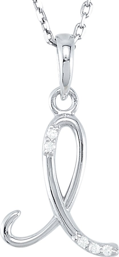 Sterling Silver .03 CTW Diamond Initial I 18 inch Necklace Ref. 4078208