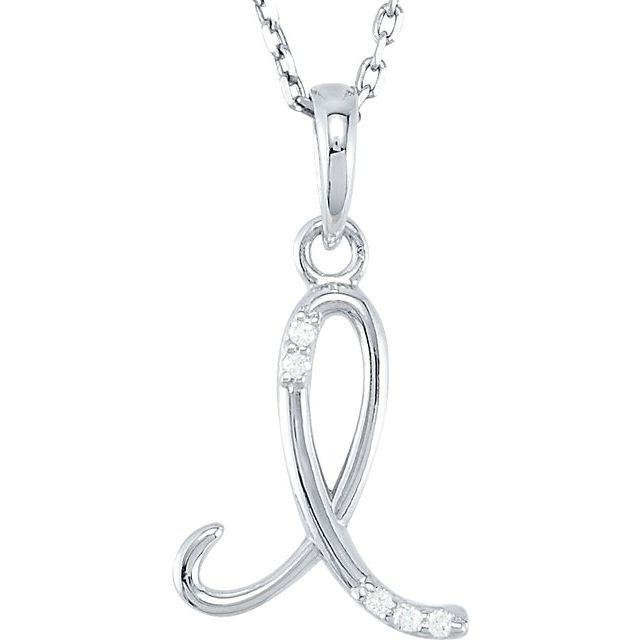 Sterling Silver .025 CTW Natural Diamond Initial I 18