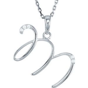 Sterling Silver .025 CTW Natural Diamond Initial M 18" Necklace