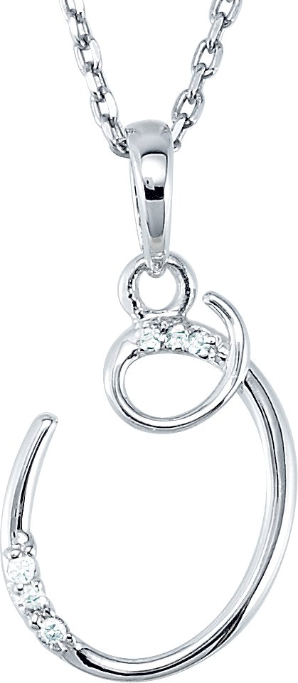 Sterling Silver .03 CTW Diamond Initial O 18 inch Necklace Ref. 4078160