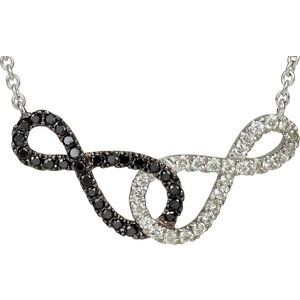 1/5 CTW Black & White Diamond Infinity-Inspired 16" Necklace