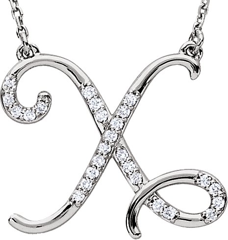 Sterling Silver .125 CTW Diamond Initial X 16 inch Necklace Ref. 2827026