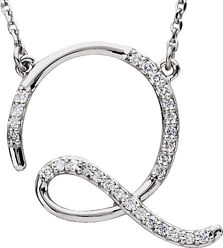 Sterling Silver .167 CTW Diamond Initial Q 16 inch Necklace Ref. 2826859