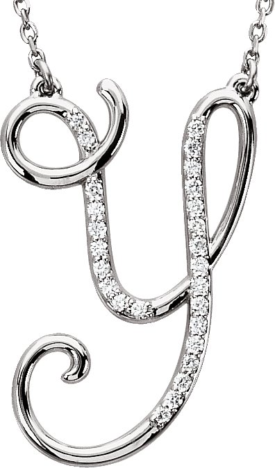 Sterling Silver .125 CTW Diamond Initial Y 16 inch Necklace Ref. 2827040