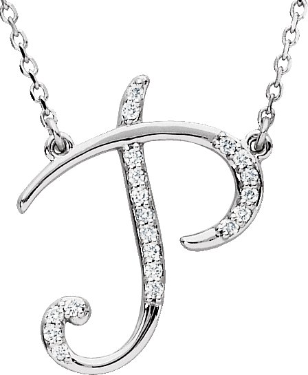 Sterling Silver .08 CTW Diamond Initial P 16 inch Necklace Ref. 2826812