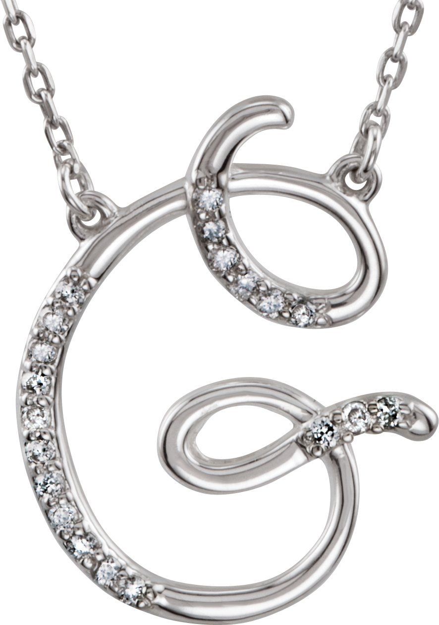 Sterling Silver .08 CTW Diamond Initial G 16 inch Necklace Ref. 2826178