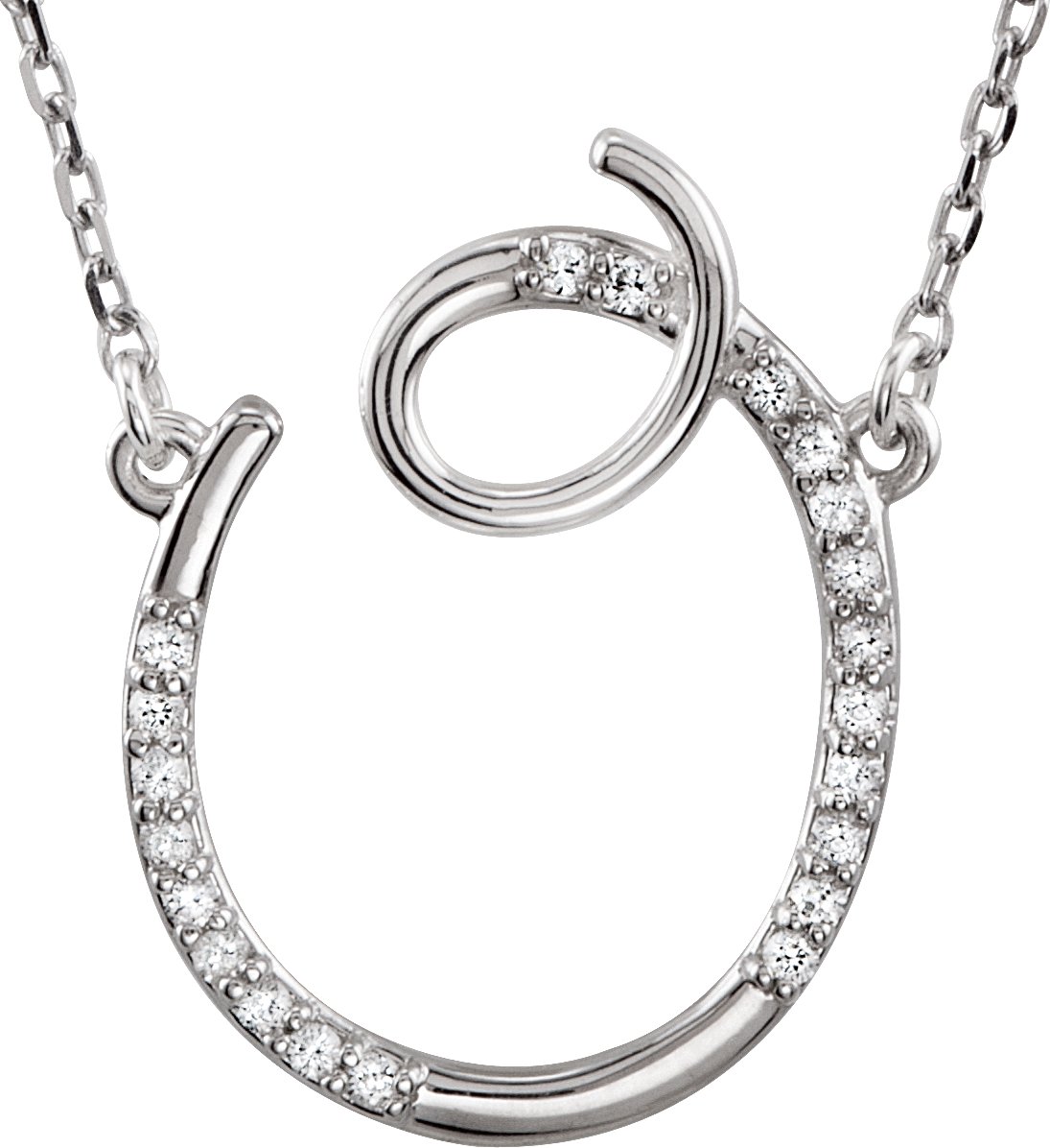 Sterling Silver .08 CTW Diamond Initial O 16 inch Necklace Ref. 2826803