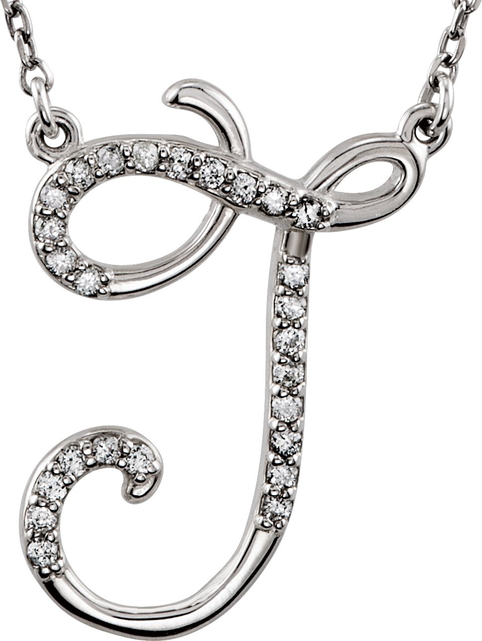 Sterling Silver 1/8 CTW Natural Diamond Initial J 16 Necklace