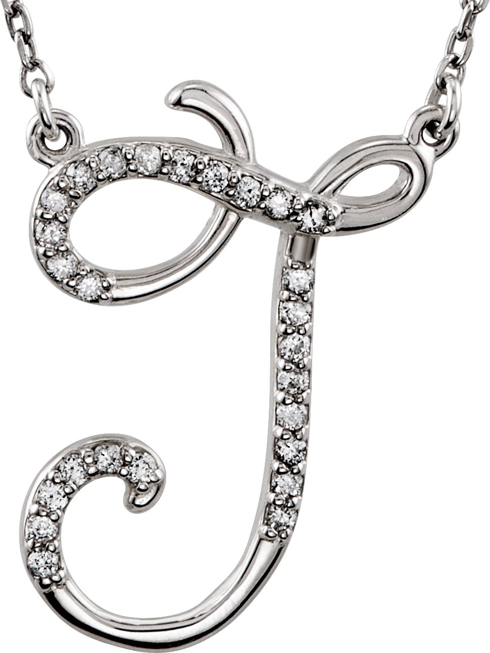 Sterling Silver .125 CTW Diamond Initial J 16 inch Necklace Ref. 2826244