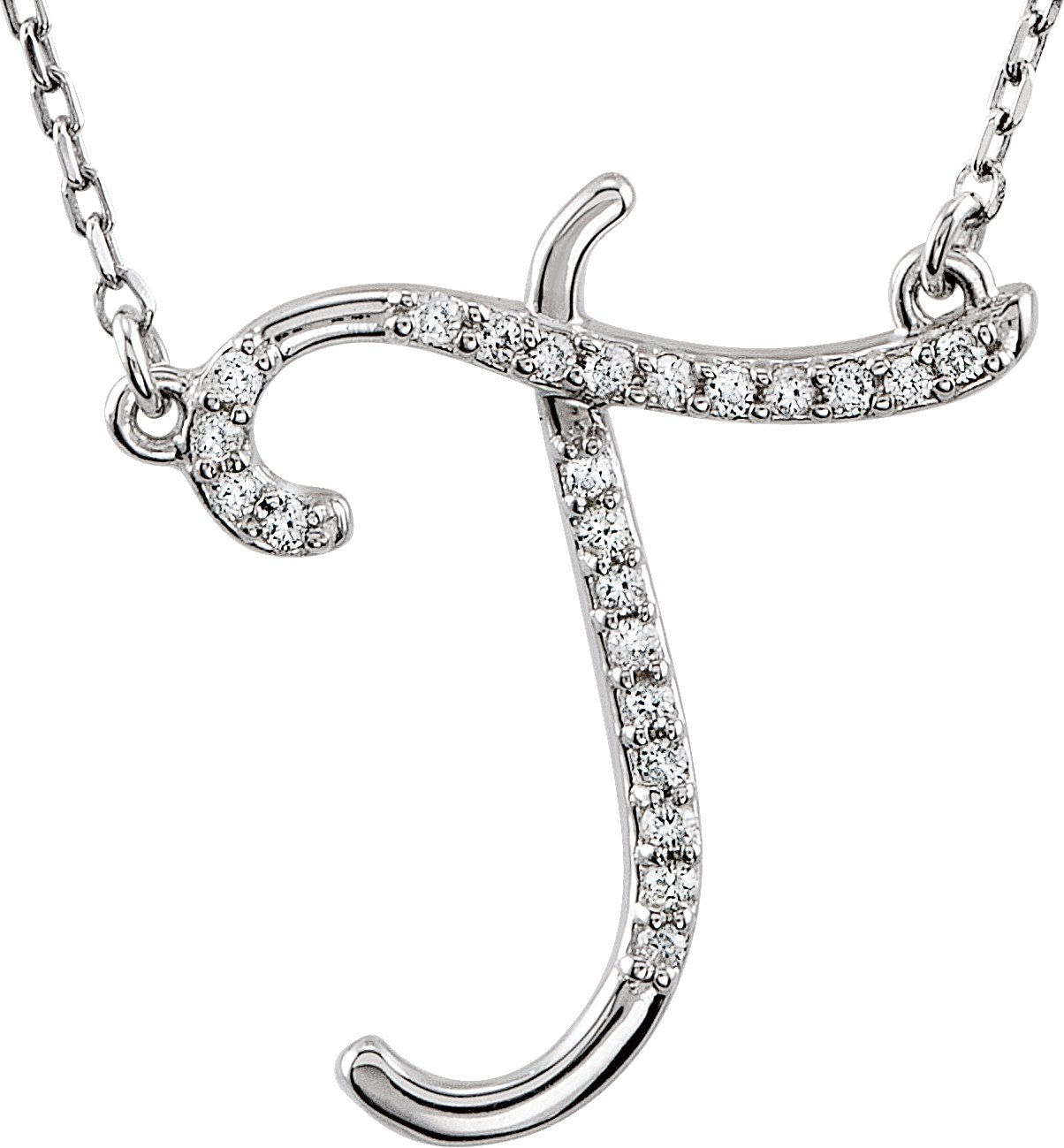 Sterling Silver .125 CTW Diamond Initial T 16 inch Necklace Ref. 2826926