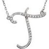 Sterling Silver .125 CTW Diamond Initial T 16 inch Necklace Ref. 2826926