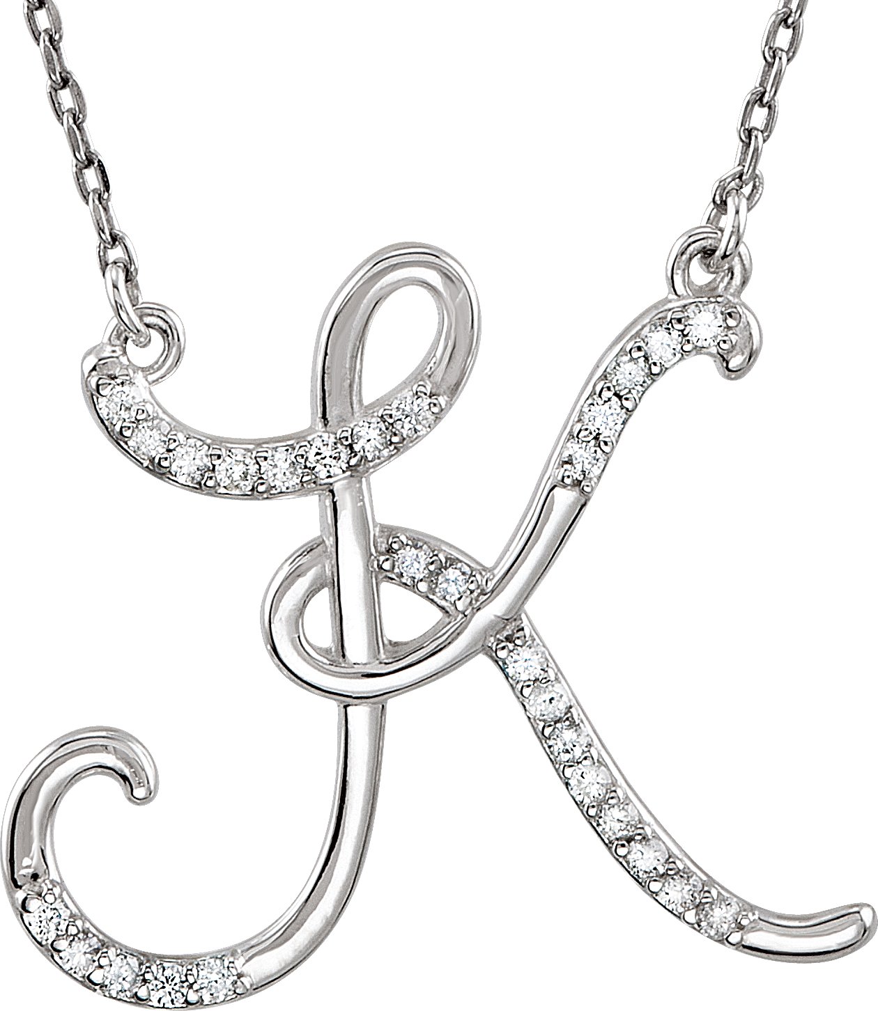 Sterling Silver .167 CTW Diamond Initial K 16 inch Necklace Ref. 2826325