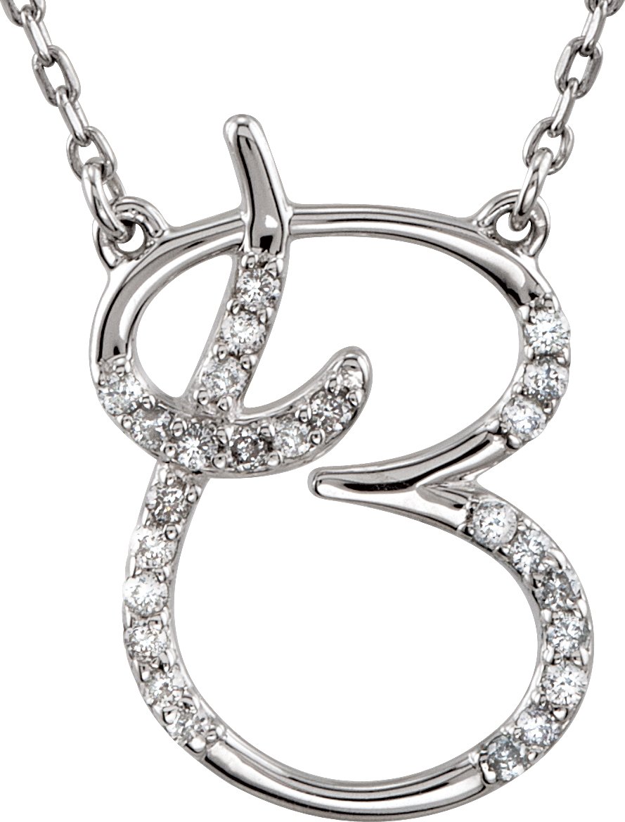 Sterling Silver .125 CTW Diamond Initial B 16 inch Necklace Ref. 2825910