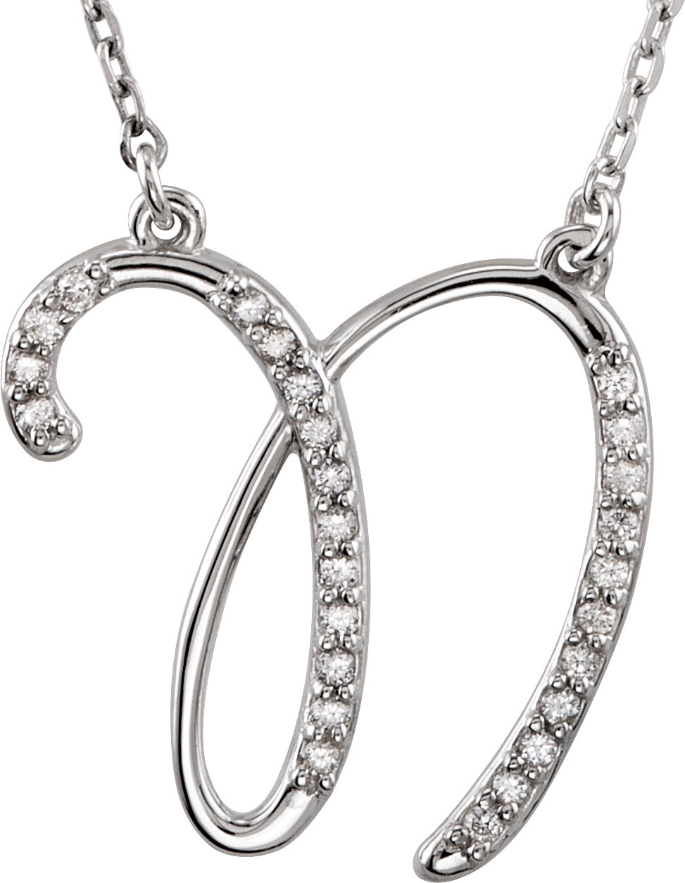 Sterling Silver .125 CTW Diamond Initial N 16 inch Necklace Ref. 2826786