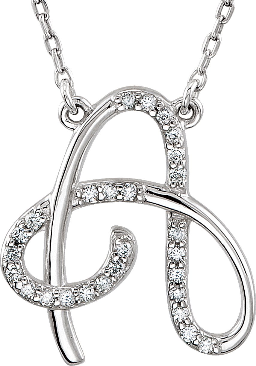 Sterling Silver 1/8 CTW Natural Diamond Initial A 16" Necklace
