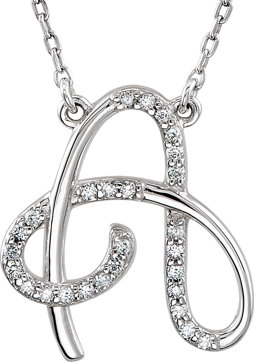 Sterling Silver 1/8 CTW Natural Diamond Initial A 16 Necklace