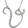 Sterling Silver .125 CTW Diamond Initial V 16 inch Necklace Ref. 2826967