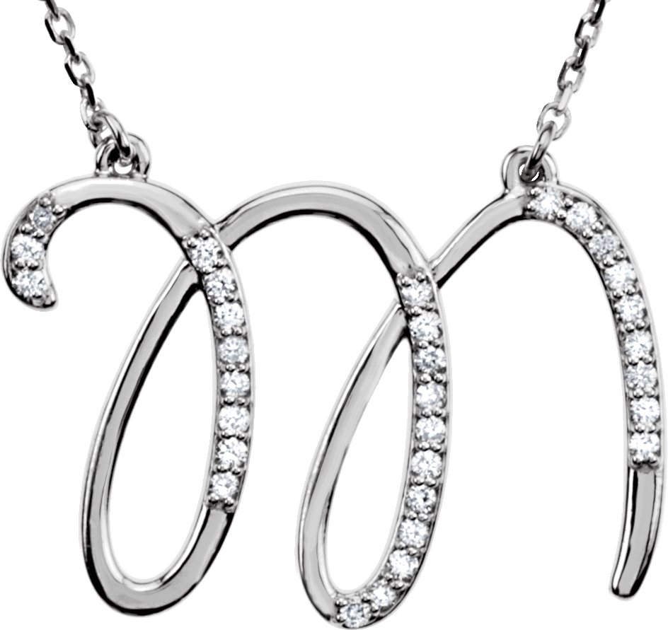 Sterling Silver .167 CTW Diamond Initial M 16 inch Necklace Ref. 2826739
