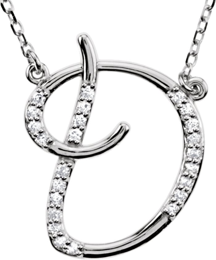 Sterling Silver .125 CTW Diamond Initial D 16 inch Necklace Ref. 2826043