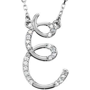 Sterling Silver .08 CTW Natural Diamond Initial E 16" Necklace