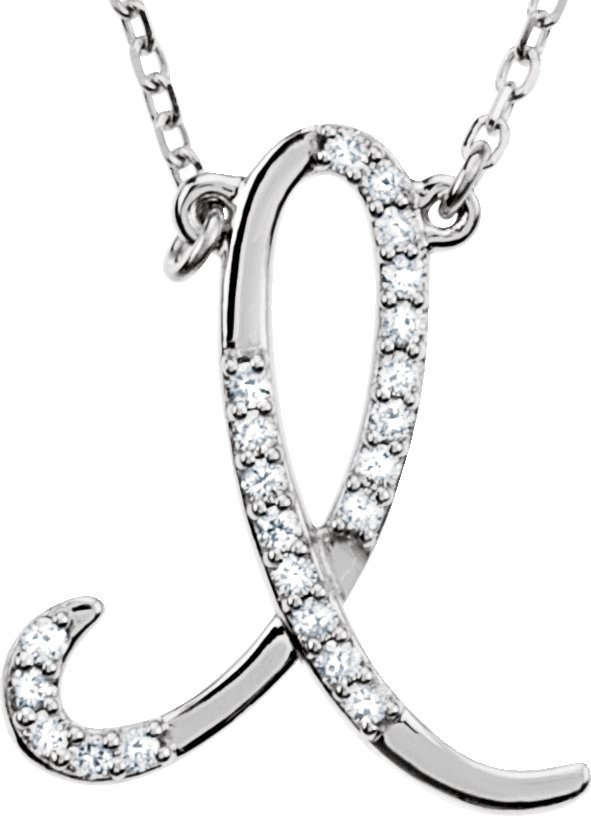 Sterling Silver 1/8 CTW Natural Diamond Initial I 16" Necklace