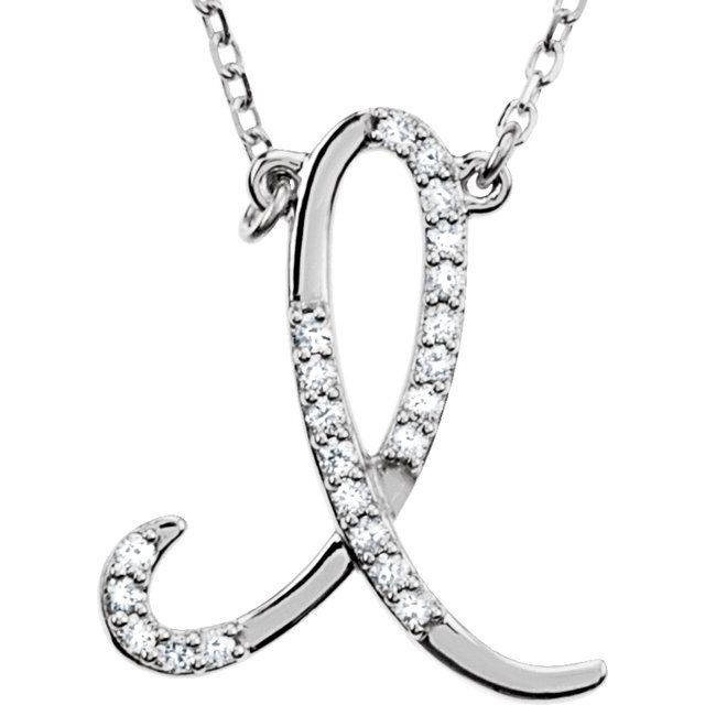 Sterling Silver 1/8 CTW Natural Diamond Initial I 16" Necklace