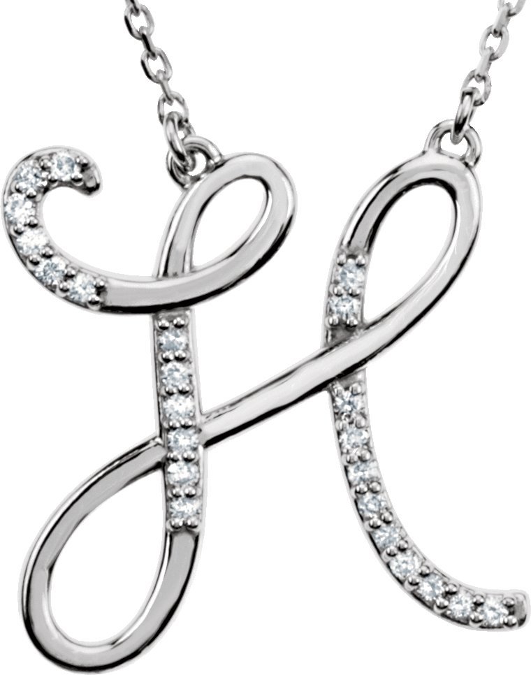 Sterling Silver 1/10 CTW Natural Diamond Initial H 16" Necklace