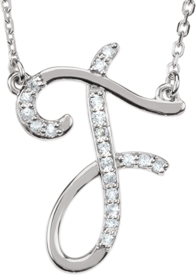 Sterling Silver .08 CTW Diamond Initial F 16 inch Necklace Ref. 2826136