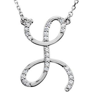 Sterling Silver 1/8 CTW Natural Diamond Initial L 16" Necklace
