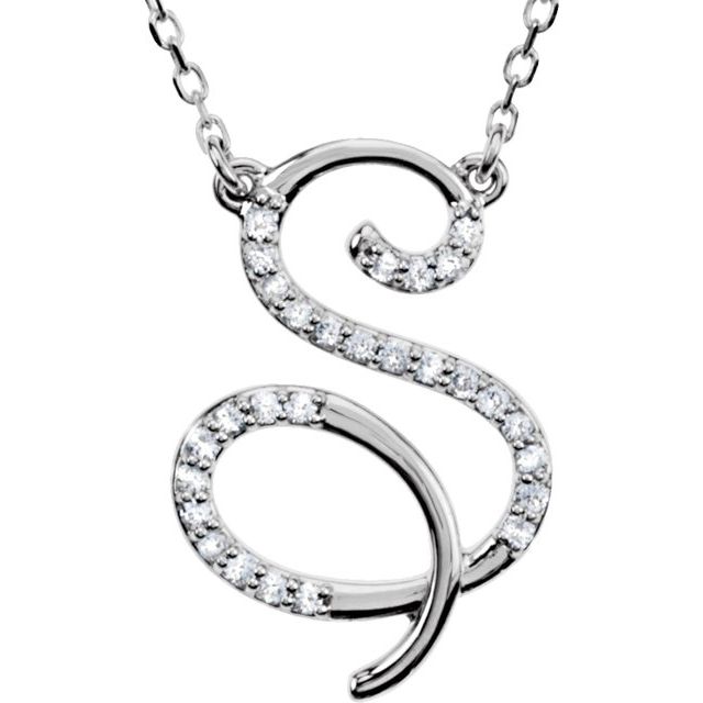 Sterling Silver 1/6 CTW Natural Diamond Initial S 16