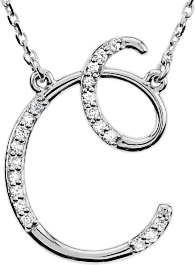 Sterling Silver .08 CTW Diamond Initial C 16 inch Necklace Ref. 2825927