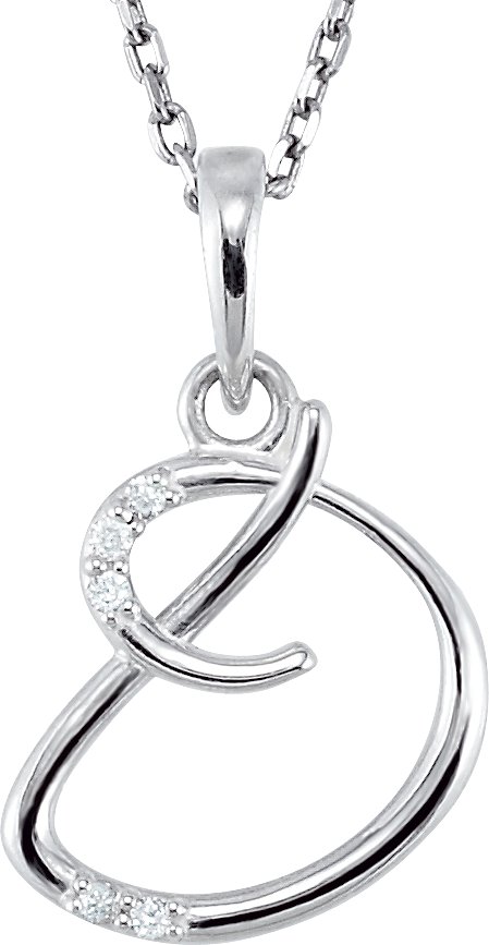 Sterling Silver .03 CTW Diamond Initial D 18" Necklace