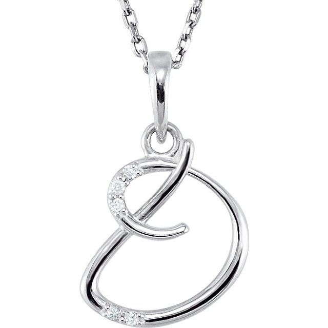 Sterling Silver .025 CTW Natural Diamond Initial D 18