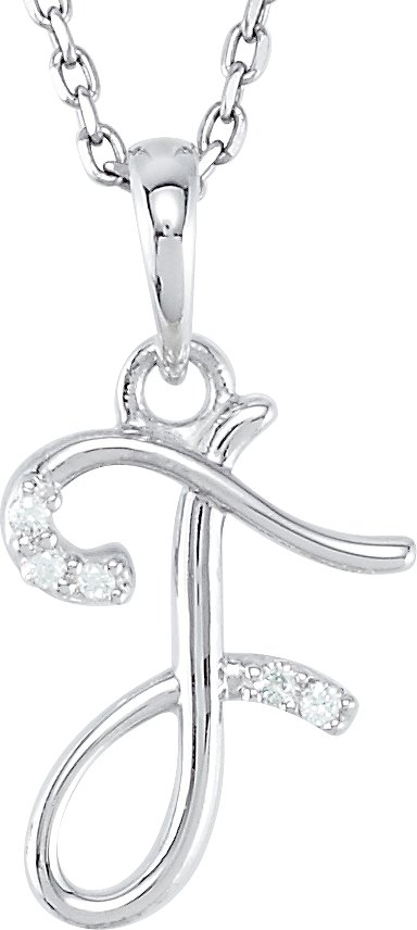 Sterling Silver .03 CTW Diamond Initial F 18 inch Necklace Ref. 4078156
