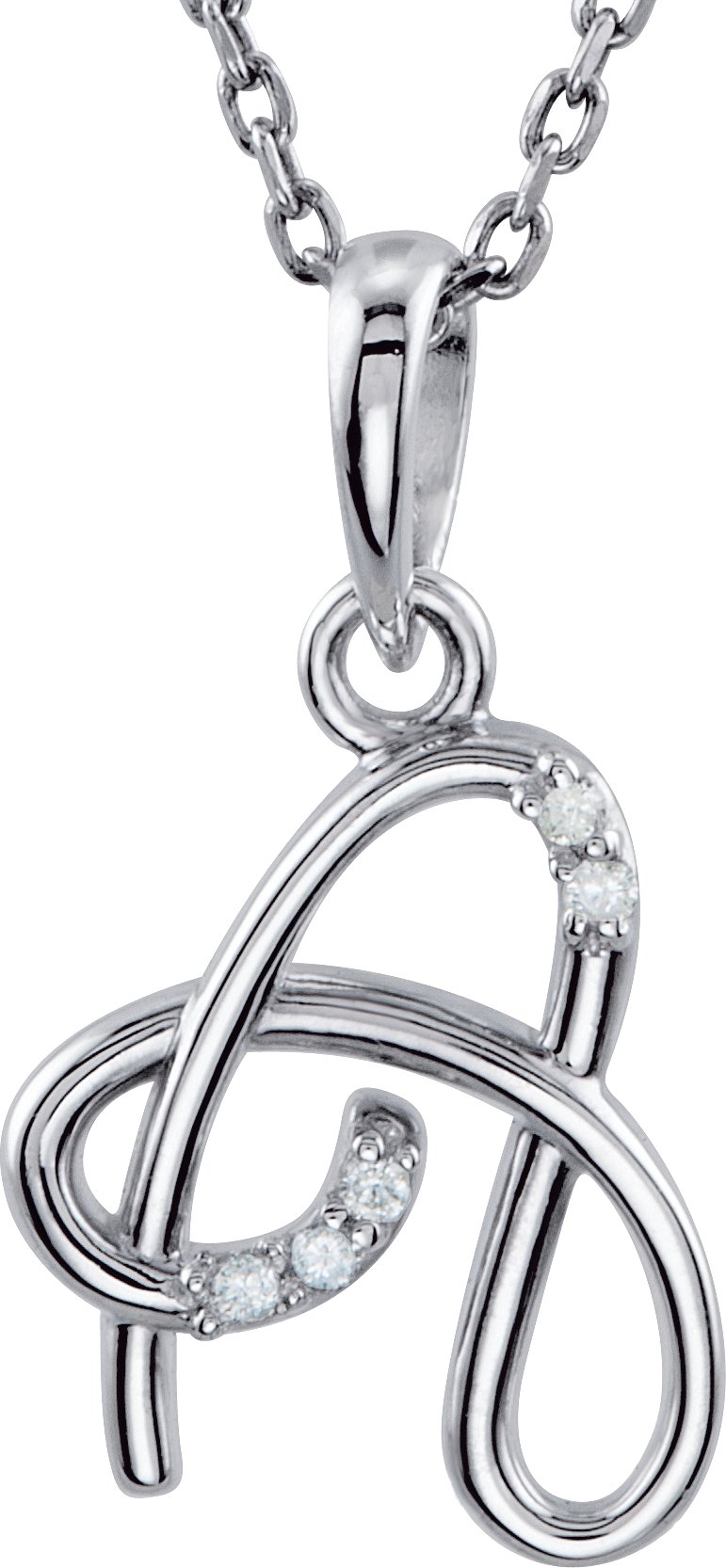 Sterling Silver .025 CTW Natural Diamond Initial A 18 Necklace