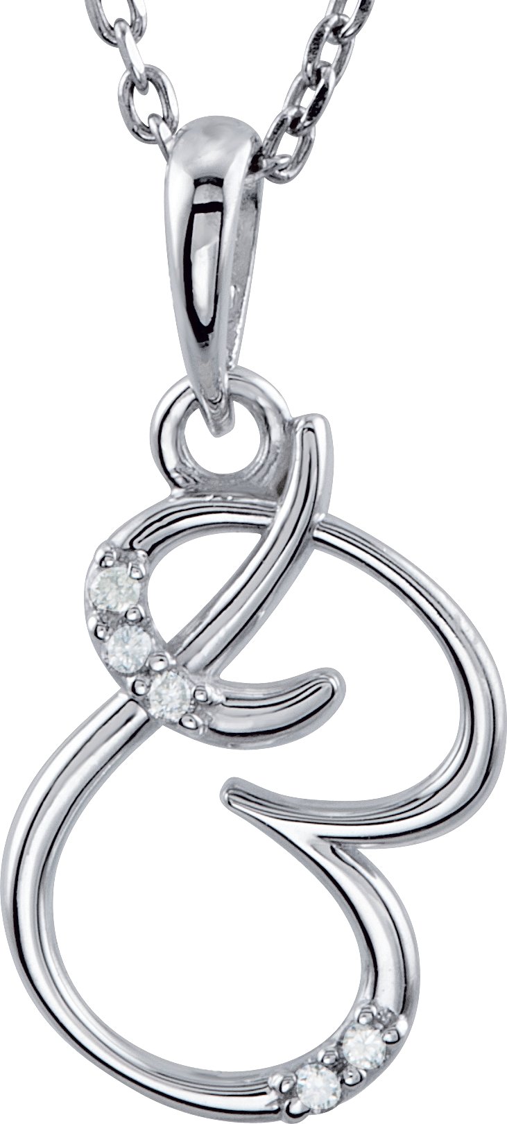 Sterling Silver .025 CTW Natural Diamond Initial B 18 Necklace