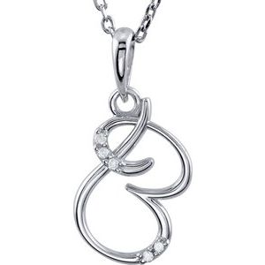 Sterling Silver .025 CTW Diamond Initial B 18" Necklace