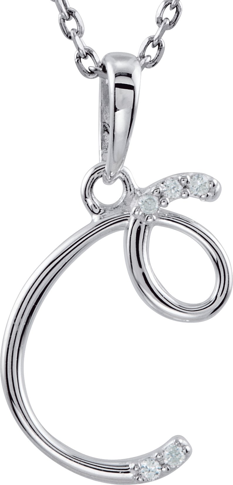 Sterling Silver .025 CTW Natural Diamond Initial C 18 Necklace
