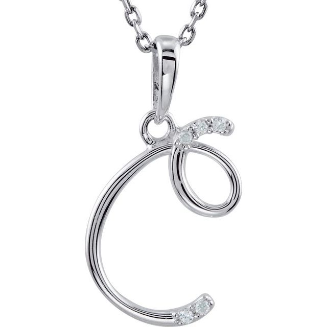 Sterling Silver .03 CTW Diamond Initial C 18