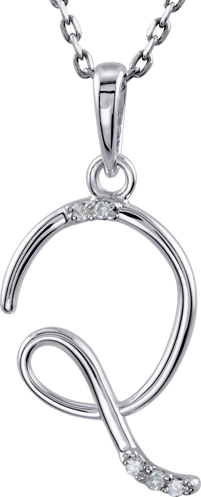 Sterling Silver .03 CTW Diamond Initial Q 18 inch Necklace Ref. 4102271