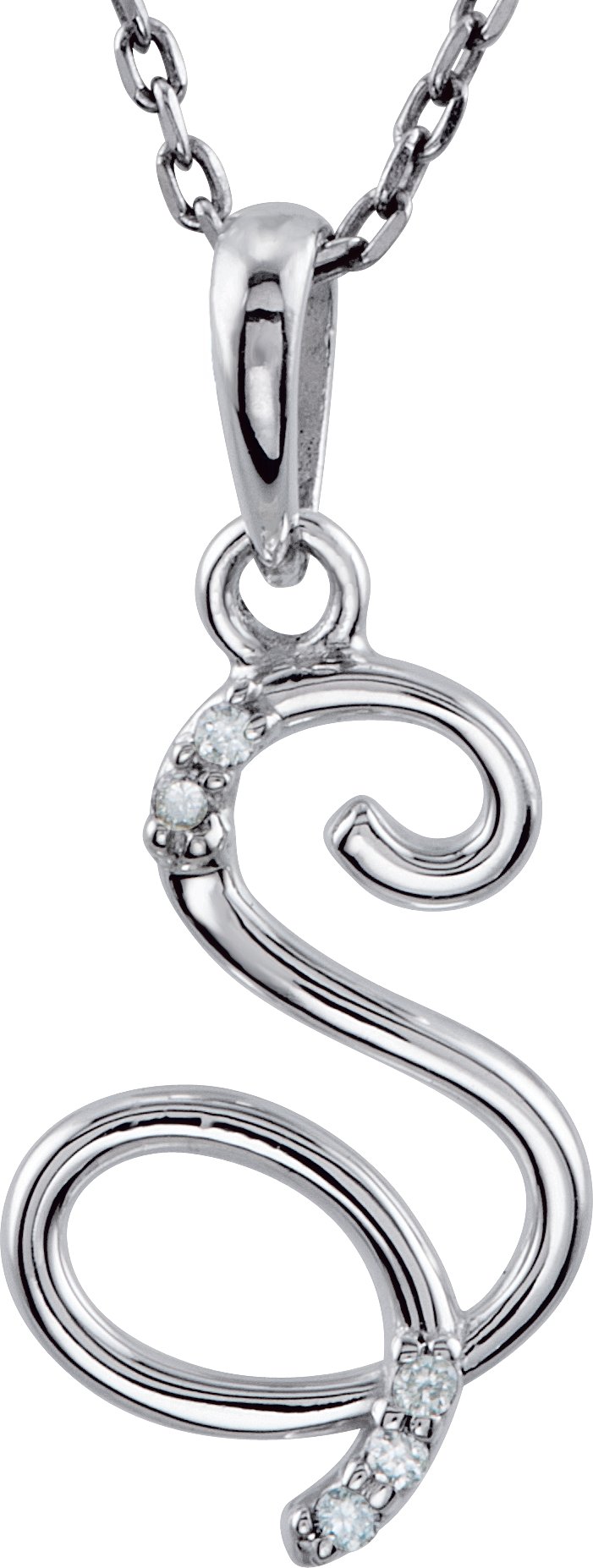 Sterling Silver .025 CTW Natural Diamond Initial S 18 Necklace