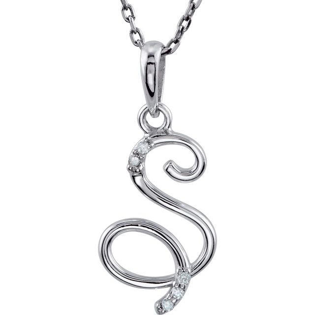 Sterling Silver .03 CTW Diamond Initial S 18" Necklace