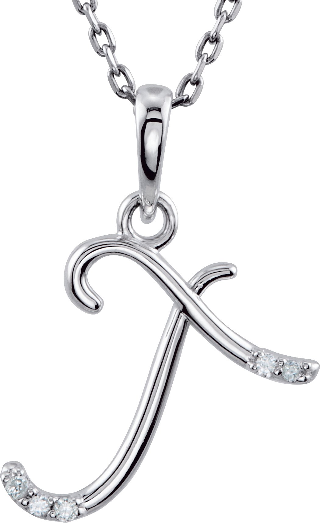 Sterling Silver .03 CTW Diamond Initial T 18" Necklace