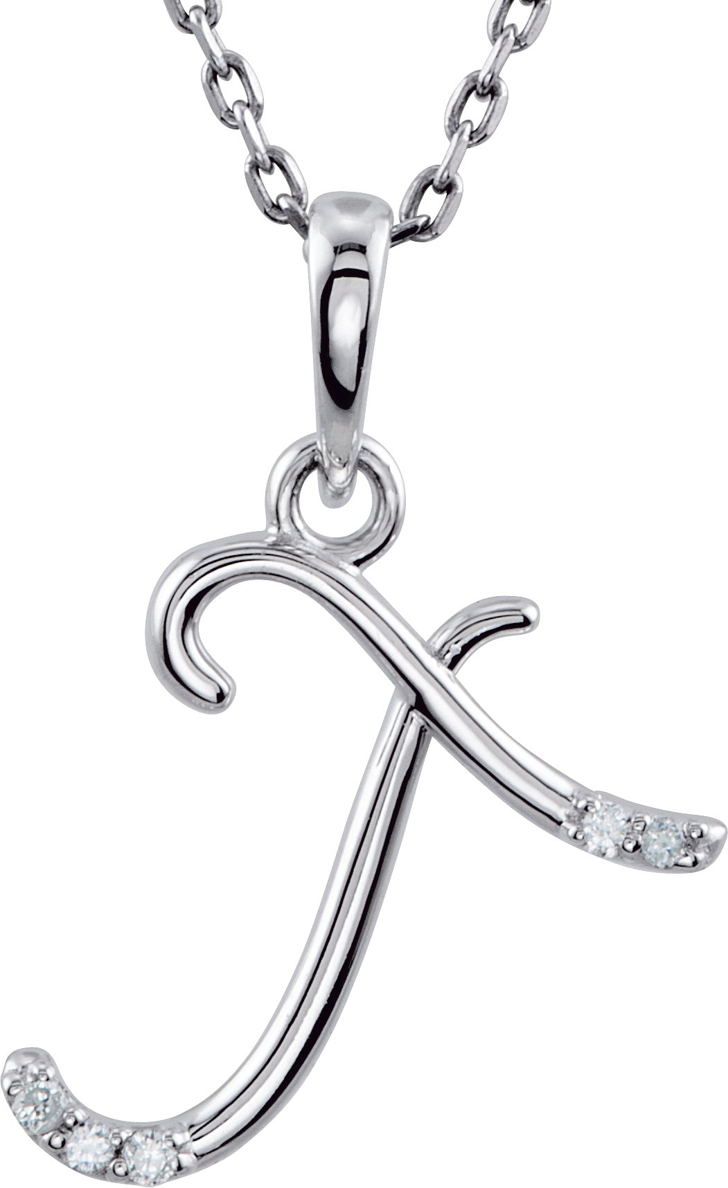 14K White .025 CTW Diamond Initial T 18" Necklace