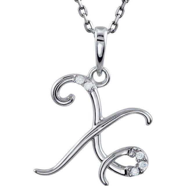 Sterling Silver .03 CTW Diamond Initial X 18 Necklace